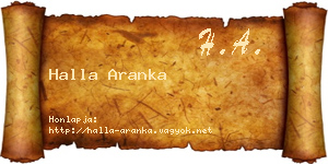 Halla Aranka névjegykártya